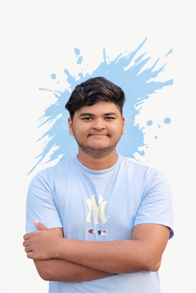 Digital marketer portfolio profile photo with creative abstract background